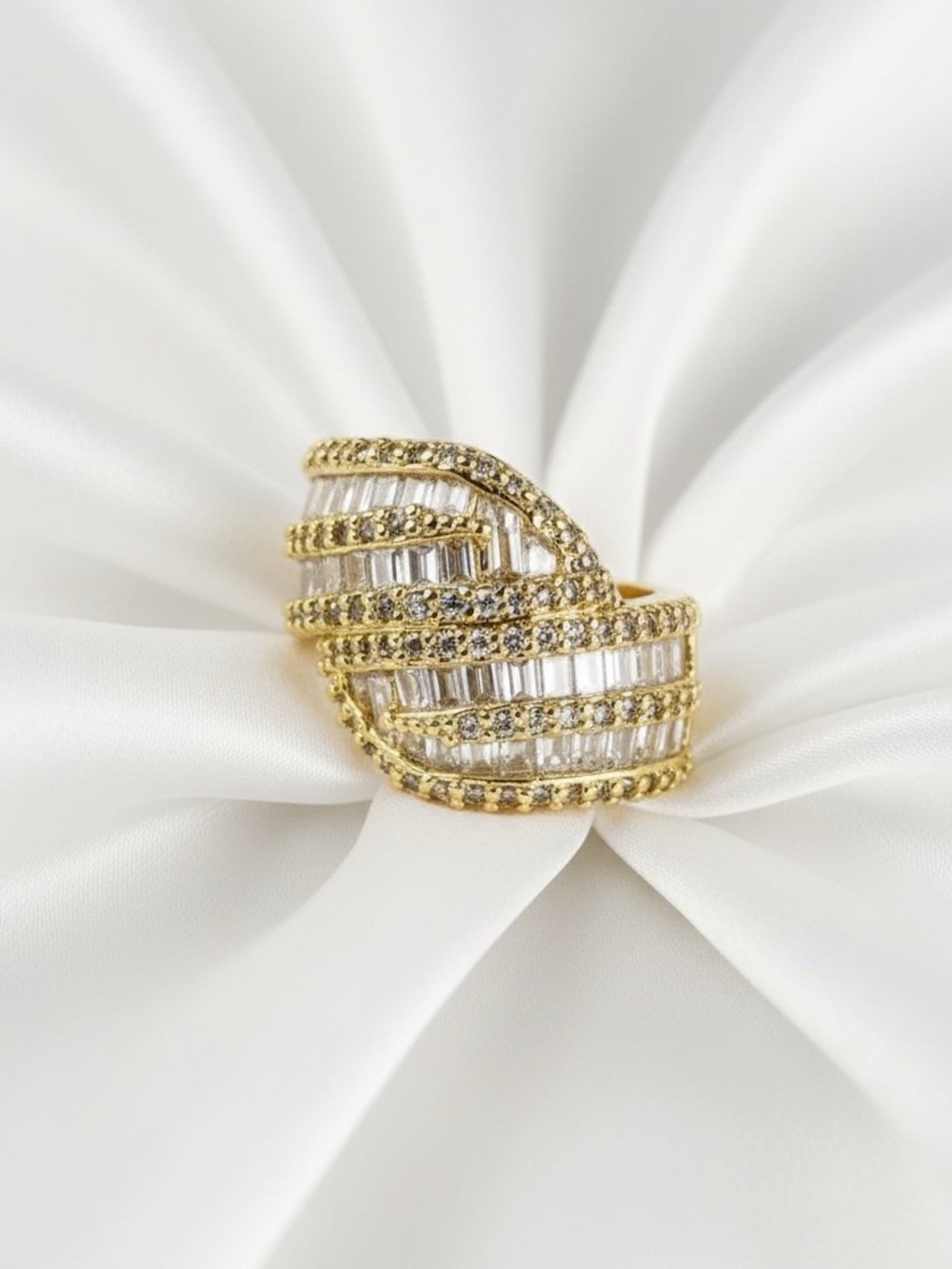 Gold Filled White Sapphire Ring Size 7 - Picture 3 of 8